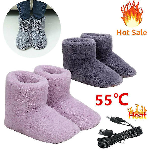 Vinter USB Elektriska Uppvärmningsskor Kvinnor Män Bekväma Plysch Fotvärmare SkorBY Women size 35-39