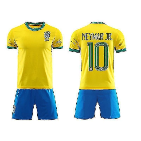 Regenboghorn Barn Fotbollssatser Fotbollströja Träningströja kostym 21/22-2a Neymar Brazil 24 (130-140 cm)