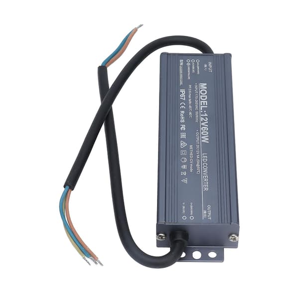 60W IP67 Vattentät LED-strömadapter Transformator AC170-265V 12V 5A