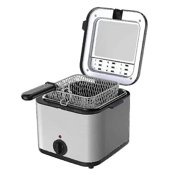 2,5 l elektrisk frituregryde til husholdning, lille 1000w høj effekt multifunktionel frituregryde i rustfrit stål til kebab og pommes frites  TA