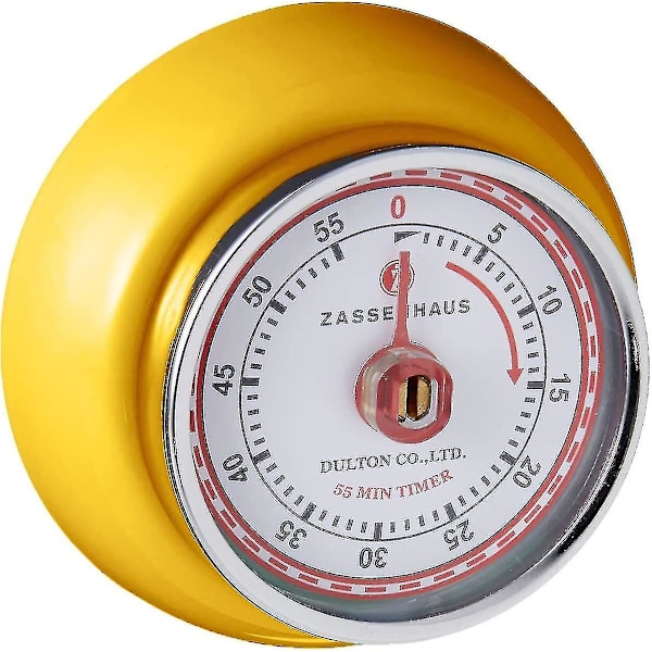 Magnetisk retro køkkentimer, klassisk mekanisk madlavningstimer (rød) Yellow