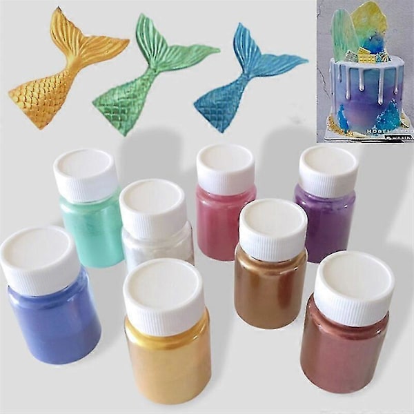 Färgad ätbar guldpulver Mousse Cake Fudge Macaron Choklad Glitterpulver Guldpulver Bakning Kakfärg Dekorationsverktyg (Guld, 1 förpackning, borste n