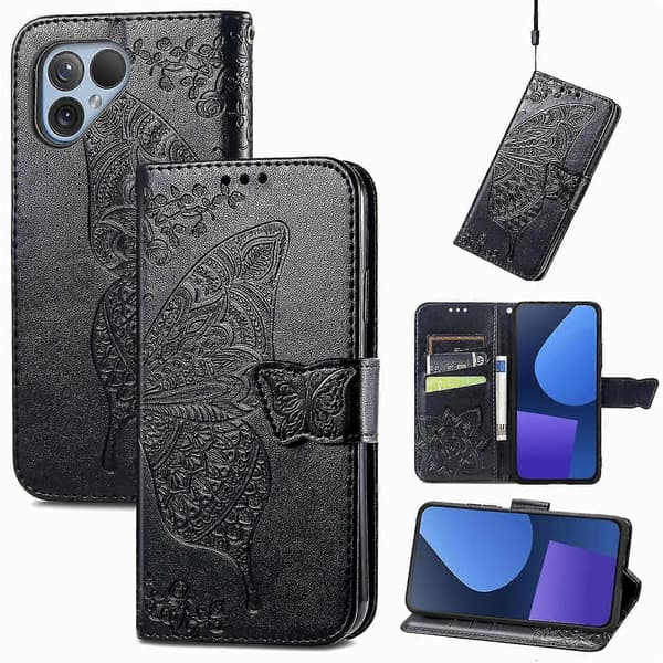 Fjäril Blomma Läderfodral För Fairphone 5 [DB]