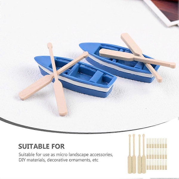 24 Par Strandstil Miniatyr Årer Båttilbehør Strand Dukkehus Dekor Tilbehør Khaki 5.00X0.50X0.20CM