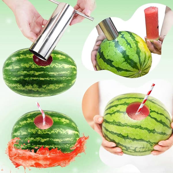 Watermelon-utskjærer i rustfritt stål - Melonåpner med rund skive - Melonfjerner for juicing-tilbehør