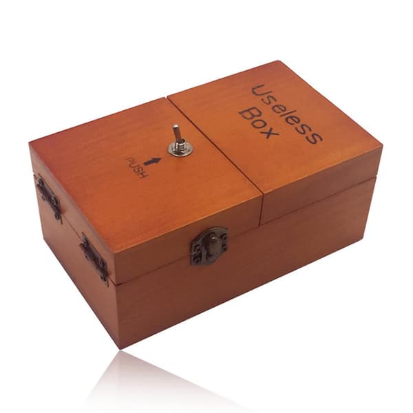 Tryck-typ Useless-Box Leksak Stressavlastning Underhållande Låda för Present Brown 1
