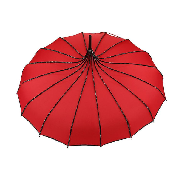 Vintage Pagoda Paraply Bröllopsfest Sol Regn UV-skyddande ParaplyF4 Red