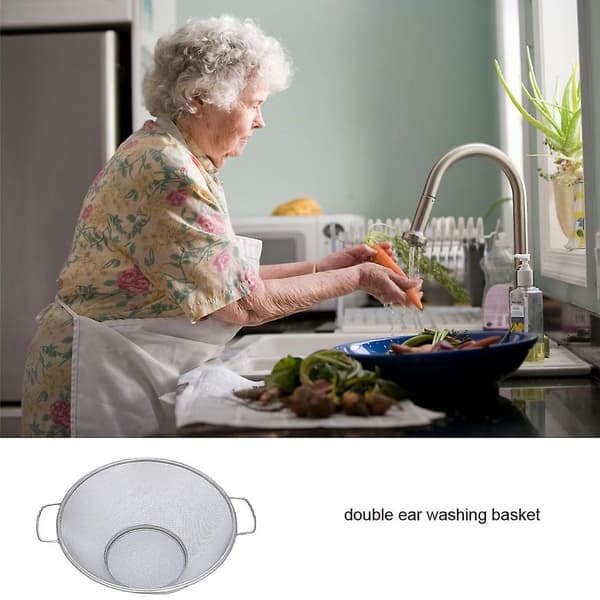 Rustfritt Stål Finmasket Sil - Rask Avrenning For Grønnsaker Og Pasta 24cm