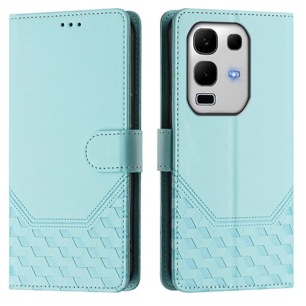 Honeycomb Prægning RFID Læder Telefon Cover Til Infinix Note 50s [DB]