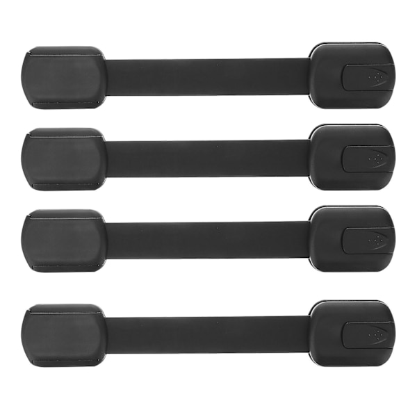 4 kpl Lapsen Turvavyölukkoja Vauvan Turvallisuuden Varmistamiseen Kaappeihin ja Laatikoihin Black 18.5X3.4cm