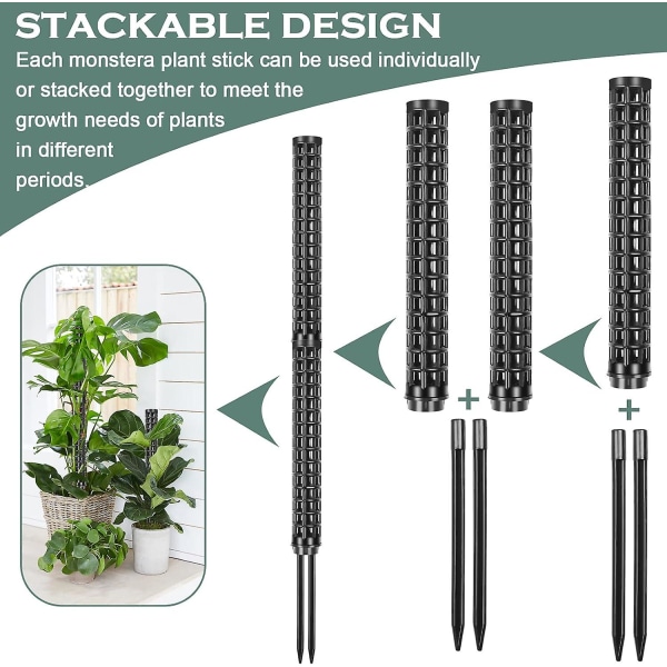 Monstera Monstera Trellis, 6 stk. Plantepæl i plast, Mosstang til Monstera, Plantepind, Plantesupport