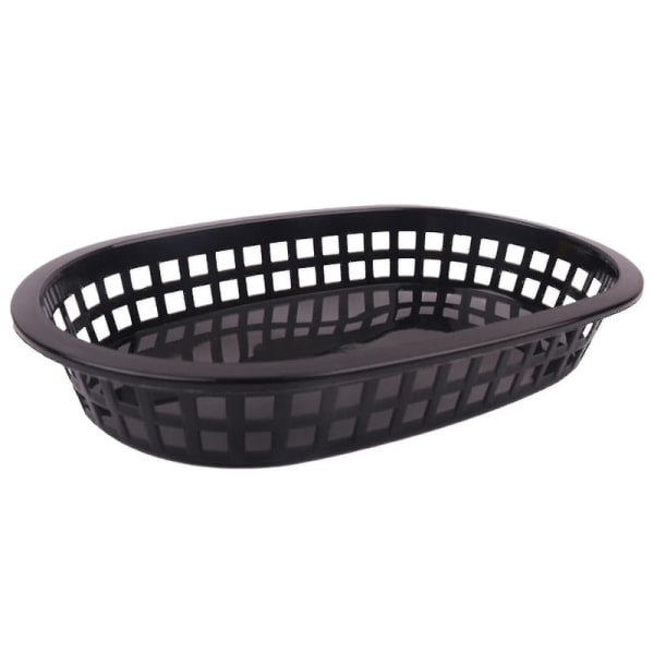 100 st/50 st matkorg Oval form porslin Plast pommes frites Snabbmats förvaringstallrikar för restaurang [DmS] Black 50 Pcs