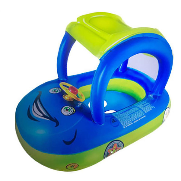 Baby uppblåsbar pool flyta med tak, bilformade bebisar simma flyta båt purple