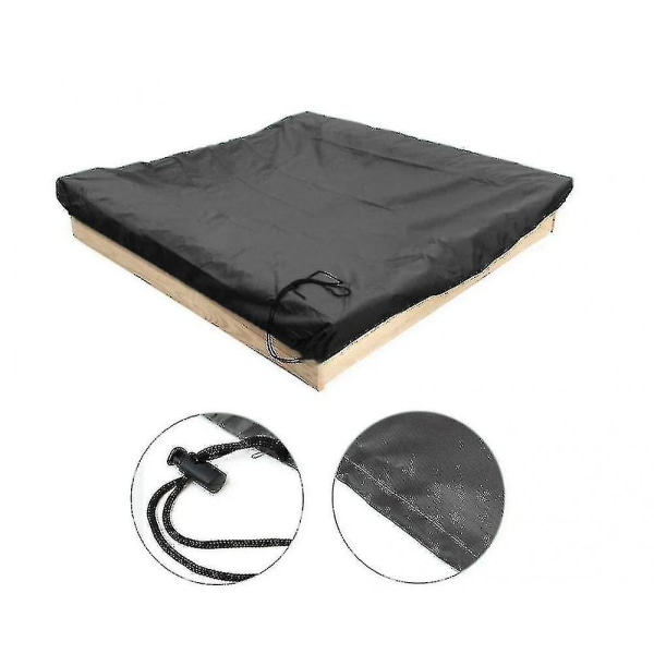 Sandlådsöverdrag med dragsko, fyrkantigt dammskyddande strandlådsöverdrag, vattentätt sandlåds- och poolöverdrag - 1 Black 150x150cm