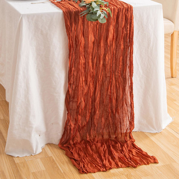 4m Gaze-løper til bryllup, bordløper i cheesecloth, Rustikk styling Red