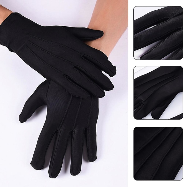 Tuxedo Guard Smycken Inspektion Uniform Handskar Unisex Spandex Formella Vantar [DM] Black