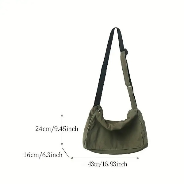 Dame Messenger Bag Vintage Håndtaske Lærred Teenager Skulder Tote Tasker Casual Håndtaske Crossbody Håndtasker army green
