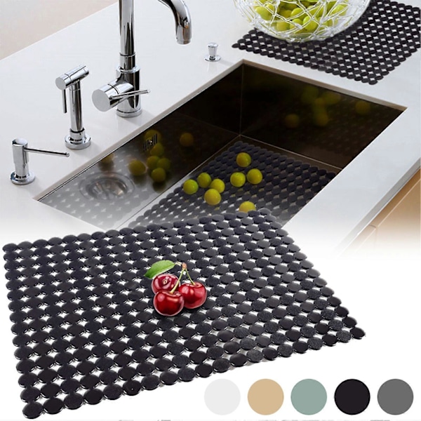 Kjøkkenvaskmatte - 2-pakning Justerbar Vaskbeskyttelsesmatte for Kjøkken Keramisk/Rustfritt Stål Vask, Lett å Rengjøre, DIY Klipp White