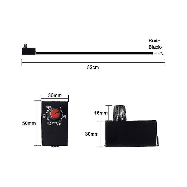 DC 0-10V LED-dimmerknappkontroll, kompatibel med 0-10V eller 1-10V dimbara inomhusbelysningslampor, växtbelysning Black