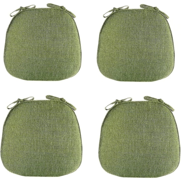 Dining Chair Cushions Set of 4 - Non Slip U-Shaped Seat Pads with Ties, Washable - GreenBY