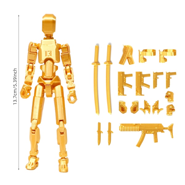 T13 Actionfigur Titan 13 Actionfigur Robot Actionfigur 3D-tryckt - 5 färger golden