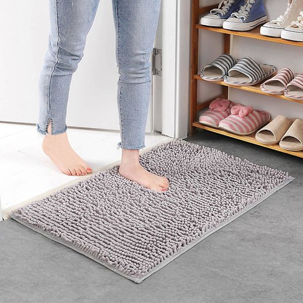 Badmatta Extra Mjuk Halksäker Färgfast Hög Vattenabsorption Andningsbar Absorberar Fukt Ljus Co Grey