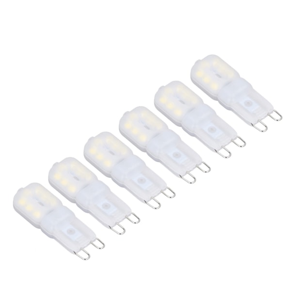 6 stk. G9 LED-pærer, dæmpbare, 3W, energibesparende, 360 graders lys, til loftslamper og pendler, hvidt lys, 110-140V