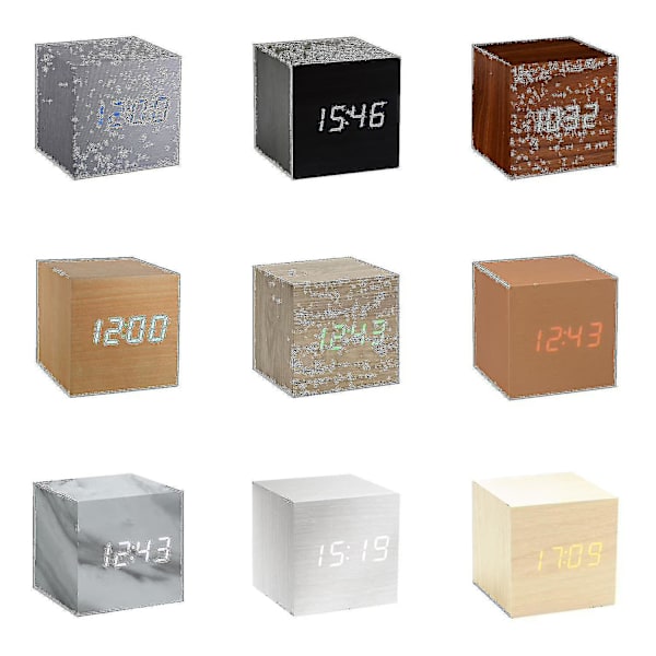 Gingko Cube LED Klikur Alarmur með Hljóðvirkjun (tími, dagsetning og hitastig) Mismunandi litir White white