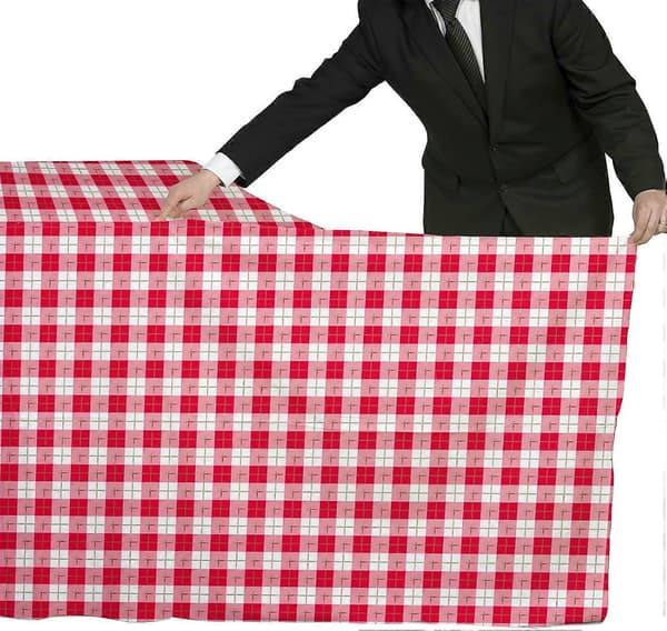 3 STK Rød Hvid Gingham Rektangulær Vandtæt Duge 137x274 cm Engangs