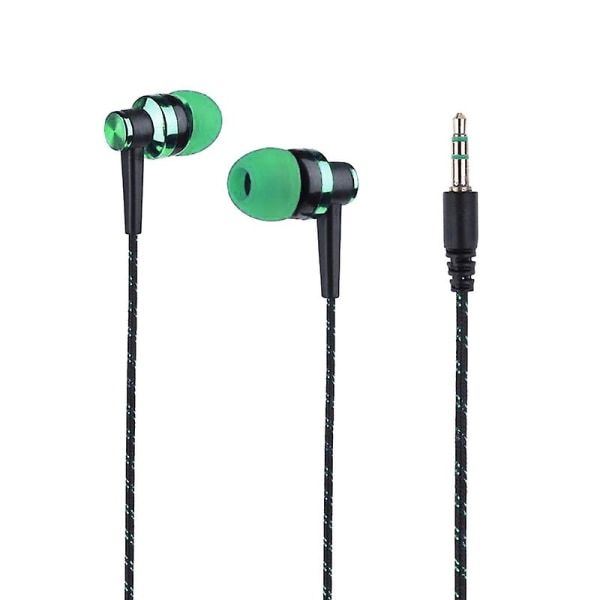 Stilful flettet ledning stereo musik in-ear headset øretelefon uden mikrofon hovedtelefon Green