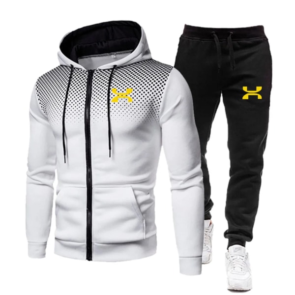 2023 Fashion Träningsoverall För Män Hoodie Fitness Gymkläder Män Löpset Sportkläder Jogger Herr Träningsoverall Vinterdräkt Sport white an Y XXXL