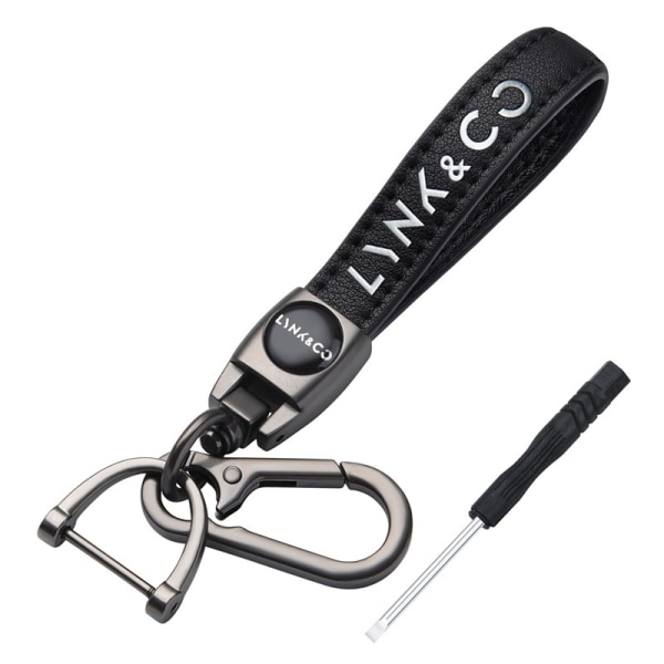 Nøkkelring i skinn til bil - Lynk & Co - Reise Premium nøkkelringklips Lanyard tilbehør Dekor Gave, 1 stk