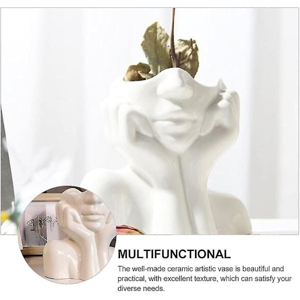 Keramisk ansiktsvase Kunstnerisk hodevase Kvinneansikt Planter Human Body Midtpunkt Vase For Hjem Kontor Bord Hylle Dekorasjon (hy)