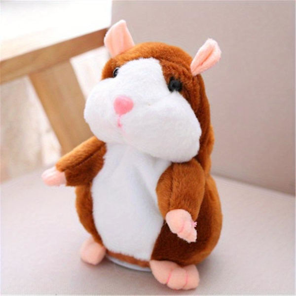 Plysj-hamster som snakker, gjentar det du sier morsomme bamser for barn, snakkende opptaksbamse interaktive leker julehalloweentakkefestgave Brown