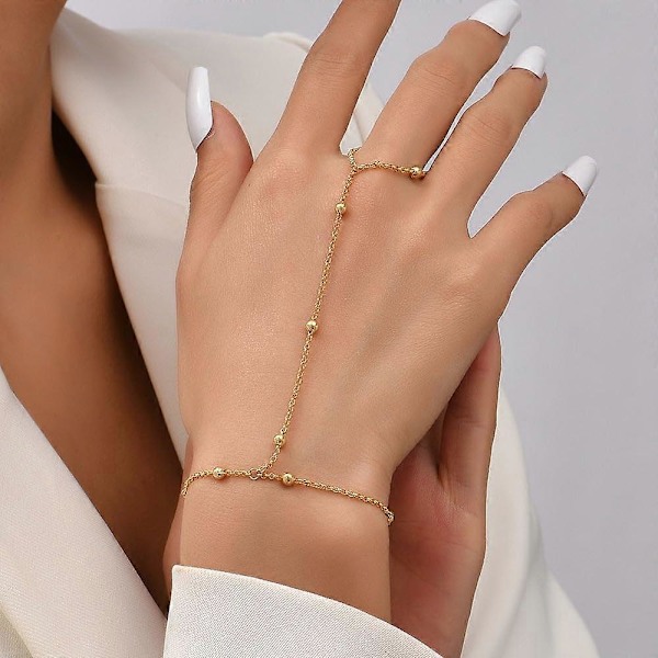 Ringarmband Handkedja Armband (Guld) för Kvinnor Handpärlade Fingerkedjor Armband Ringarmband
