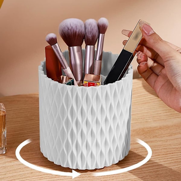 Makeup Penselholder Makeup Pensel Organizer 5 Slots Kosmetik Opbevaring Makeup Pensler Kop Makeup Beholder Opbevaring Drejelig Hvid  (FMY)