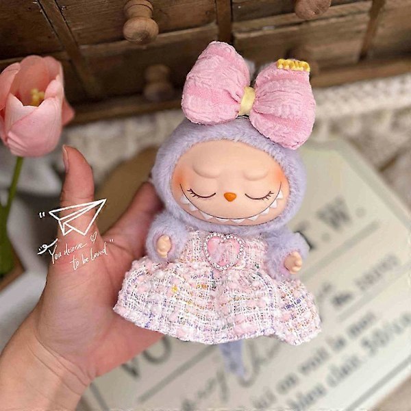 Endast Kläder Labubu 2.0 Kläder Har En Sits Vinyl Docka Hänge Macaron Prinsessdockor Kläder För 17cm Labubu Pink1 17cm only cloth