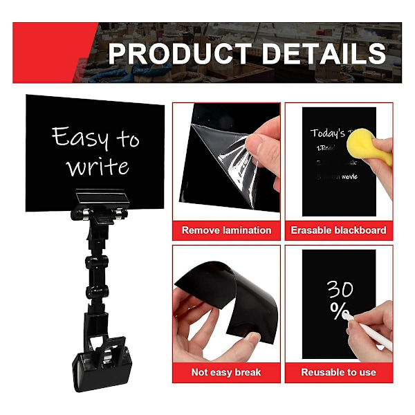 6 stk. Justerbar Clip On Skilt Holder Roterende Skilt Clip Dobbelt Hoved Butik Skilt Holder Clips Justerbar [DB]