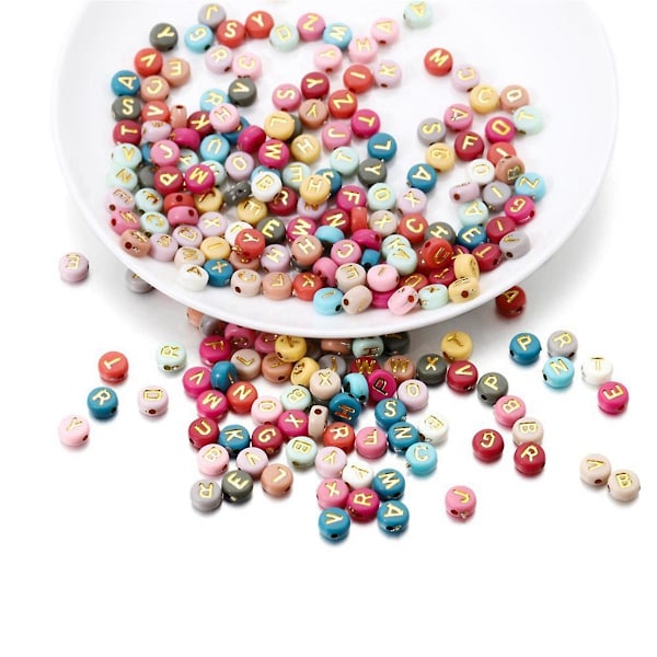 1000 stk Akryl Bogstavperler Runde Perler 7mm Bogstavperler Bulk Til DIY Armbånd Halskæde Håndværk Smykkefremstilling (FMY)