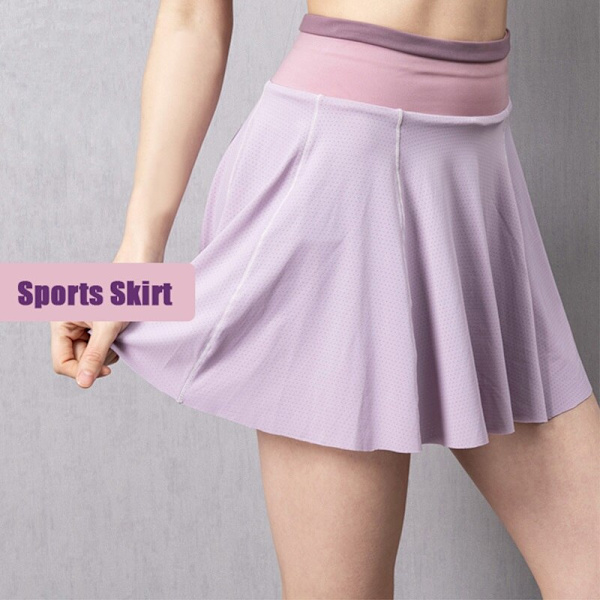 Cloud Hide  Dam Tenniskjolar Löpning Golf Badminton Byxkjol Sport Gym Fitness Shorts Telefonficka Hög midja Sport Skort PinkPurple XS