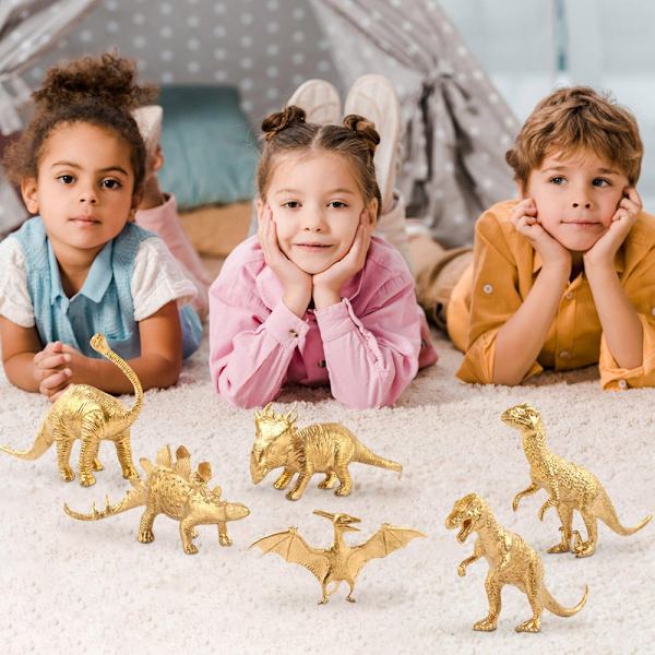 Gullutgave Dinosaurmodellsett Bursdagsfest Dinosaurdekorasjon Håndlaget Modellleketøy 6stk  [DmS] Multicolor