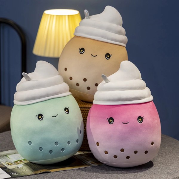 Plysj Boba Te Kopp Leke Panda Boble Te Pude Søt Fruktdrikk Plysj Fylt Myk Eple Jordbær Melkete Barn Gave pink B 24cm