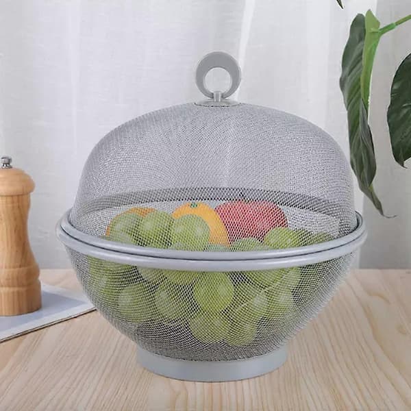 Fruktskål som håller fruktflugorna borta, stor nätfruktskål med lock rose red