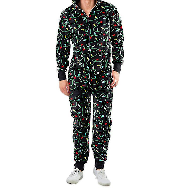 Miesten mukavat joulu-onesie-pyjamat, juhla-aikuisten mukava haalari -mxbc style 1 M