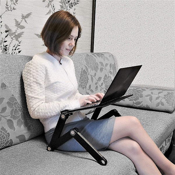 Fällbart laptopbord - surfplatta och laptopstativ - designläsningsbord för säng, fåtölj och soffa - ergonomiskt mångsidigt justerbart - lätt aluminium