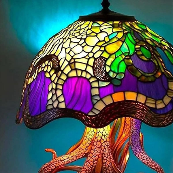 Farvet Glasplante Serie Bordlamper Farverige Soveværelse Sengebord Blomst Svampe Retro Bord Nat L