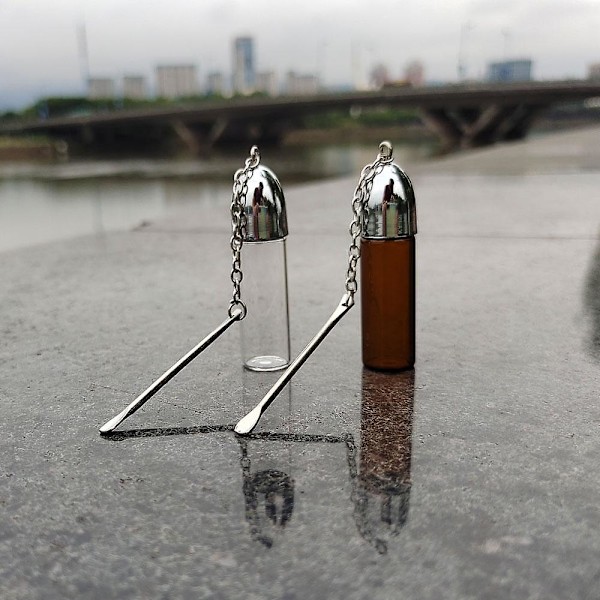 2 st/förpackning 36mm/57mm/72mm glasflaska med metallsked MEP Height 57mm