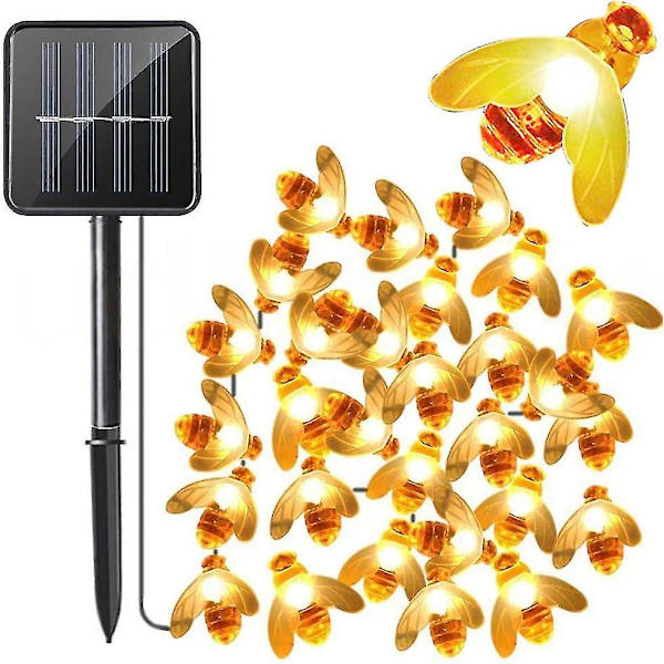 Bi-stränglampor, 6,5 m solcellslampor 30 LED utomhuslampor, vattentäta ljusslingor, humla-bi-form