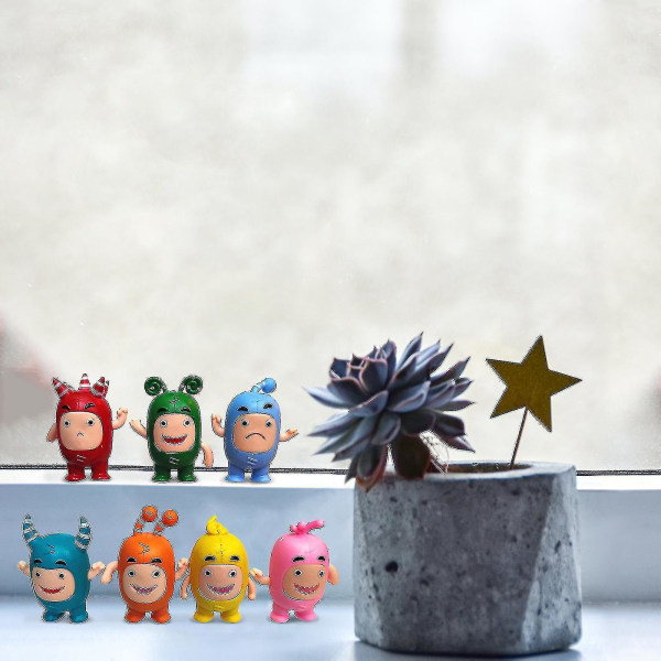 7 stk Oddbods Figurer Tegneserieleker Dukker Myke Søte Pogo Nye Bobler Jeff Leke Slick 7cm