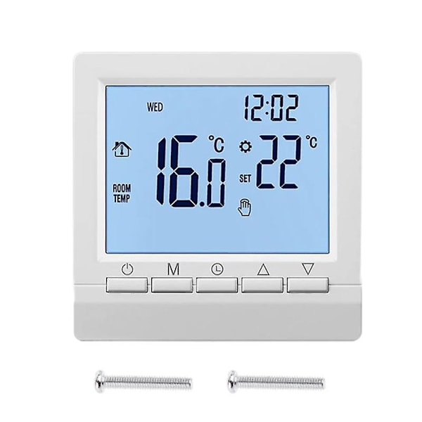 Digital Termostat Programmerbar Gasvärmepanna Värme Temperaturregulator Intelligent Termostat Rumstemperaturregulator Energibesparande Termostat White Backlight